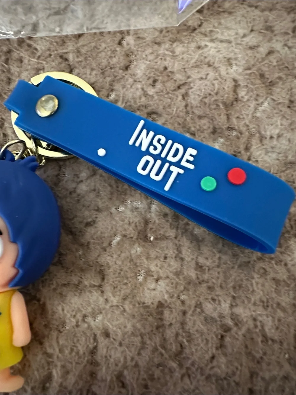 Inside Out Joy PVC Keychain with Blue Strap